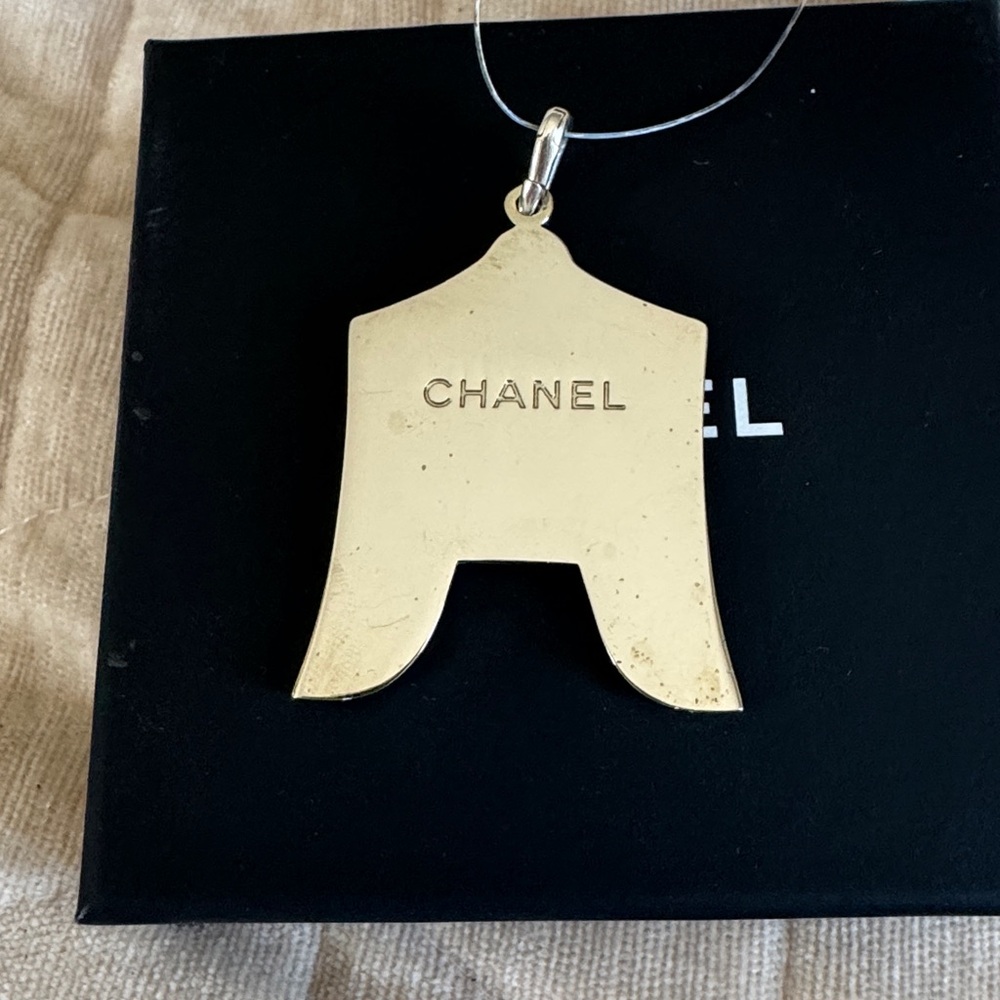 Authentic CHANEL Architectural Pendant/Key Chain with Pink and Blue Accents - Picture 2 of 3